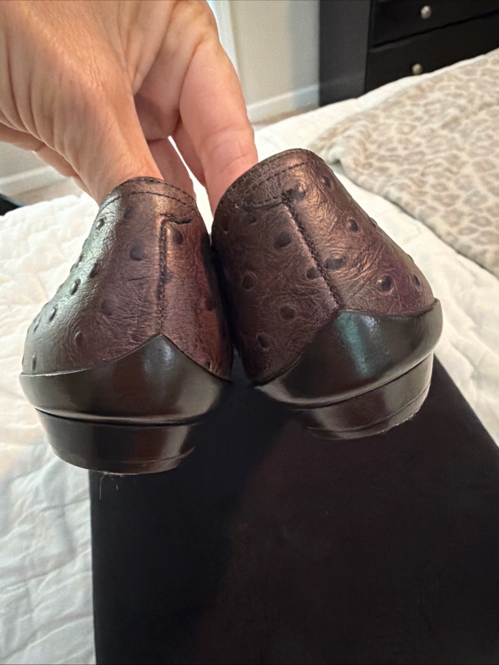 Salvatore Ferragamo Audrey Ballet Flats Ostrich Brown 8 - Picture 5 of 12